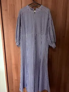 Aga 青 ストライプ 長袖ロングシャツ - メルカリ
