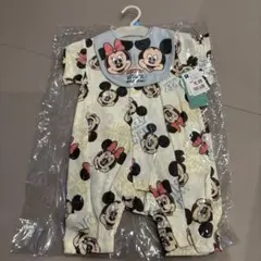 新品未使用 スタイ付き ミッキー ミニー ロンパース カバーオール