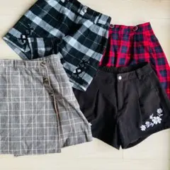 キュロット2枚ラップスカート1枚インナーパンツ付きチェックスカート1枚