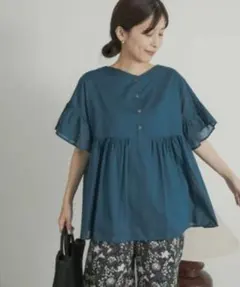 【完売品 24SS 】コットンボイル2WAY切替ブラウス BLUE