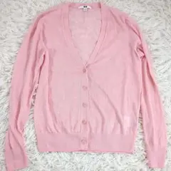 ユニクロ　ライトVネックカーディガン　ピンク　L