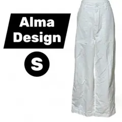 Alma Design ホワイト ワイドパンツ カジュアル S コットン 綿