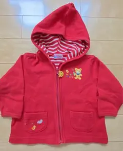 ミキハウスMIKIHOUSE 赤　綿フード付きジャンバー　90