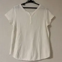 グローバルワーク Vネック ワッフル フレンチスリーブ カットソー