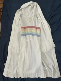 ジェラピケ　フード付きガウン ホワイト　レインボー
