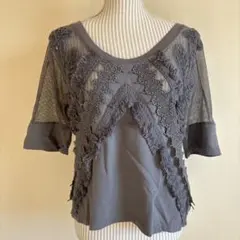 ZARA W&B COLLECTION ボヘミアンレーストップス M フリンジ