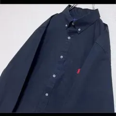 ラルフローレン ボタンダウンシャツ 長袖 ブラック 赤ポニー刺繍 胸ポケット