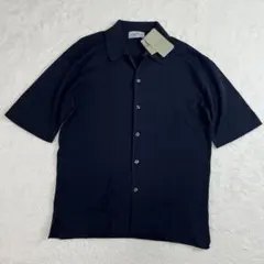 JOHN SMEDLEY ジョンスメドレー　半袖　シャツ　コットン　ネイビー　S