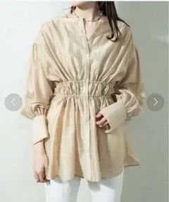 シアーWリボンギャザーシャツ