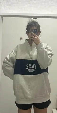 FAME ハーフジップトレーナー グレー ネイビー