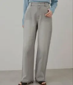 kastane カスタネ ハイウエストストレートデニム グレー