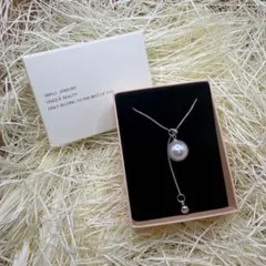 パールY字ネックレス シルバー ロング 上品 高見え 華奢 パール ネックレス