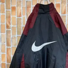 337 NIKE 90sナイキ両面刺繍ロゴナイロンジャケットLジップアップ白タグ