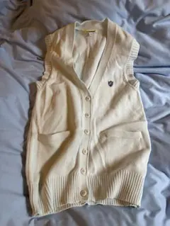 ライトブルー ニットベスト Sクリーム色 Vネックニットベスト S セット