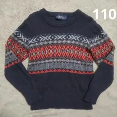 goodday　セーター 110cm　ネイビー　ノルディック柄　ウール