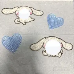 うちわデコ　ストーン　水色　犬