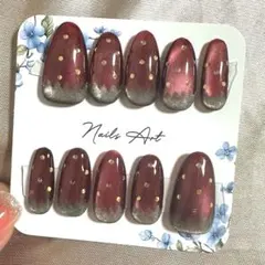 ネイルチップ いちご マグネットネイル 赤 ゴールド 付け爪♡