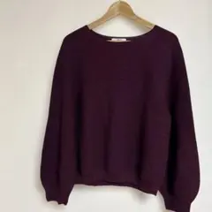 COMME CA ワイン色キラキララメ長袖セーター