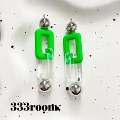 ネオンカラー×クリア 大ぶりチェーンピアス イヤリング