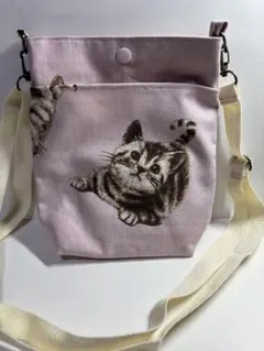 ハンドメイド　ポシェット　ショルダーバッグ　猫