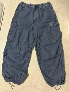 GU デニムスーパーワイドカーゴパンツ L