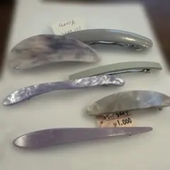 バレッタ　まとめて　紫　グレー　ヘアアクセ