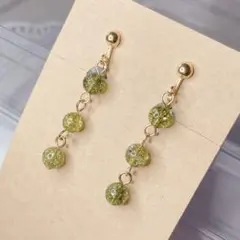 No.118 クラック水晶 3連 グリーン ハンドメイド