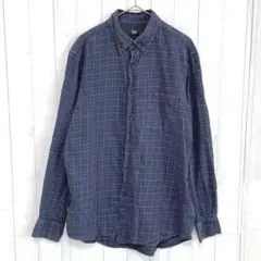 ユニクロ 綿100％ チェック柄長袖シャツ (M) ボタンダウン 羽織り