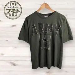 USA製 BAYSIDE ARMY プリントTシャツ ミリタリー 古着 オリーブのサムネイル