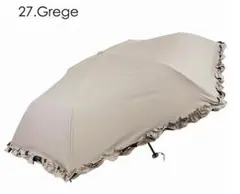 新品mm★（グレージュ）晴雨兼用傘 フリル 軽量 折畳み傘 日傘（折畳み傘