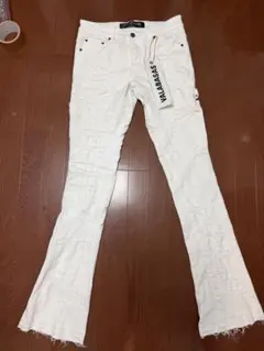 valabasasバラバサス パネルダメージフレアスキニーデニム ホワイト 30