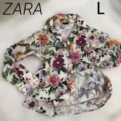 新品タグ付き⭐️ZARAシャツブラウス花柄長袖 US/Sサイズ 日本ML