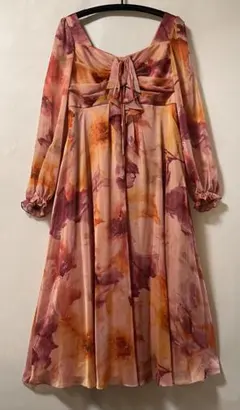 花柄長袖ワンピース 9号 カラオケ衣装