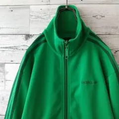 希少☆90s アディダス 刺繍トレフォイルロゴ トラックジャケット Ｍ 緑のサムネイル