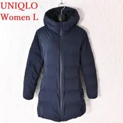 U6 Women L ユニクロ シームレスダウンコート 紺 2349