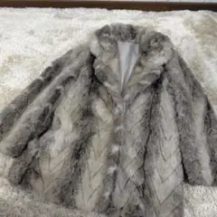 フェイクファーコート 総柄 日本製 大きいサイズ