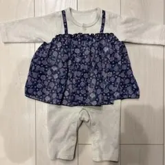 長袖ロンパース 花柄 シフォン 重ね着風