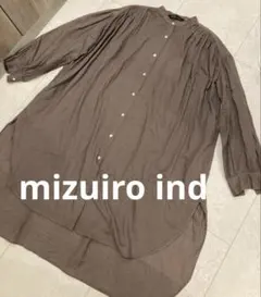 mizuiro ind チュニックシャツ ブラウン　ギャザーブラウス　日本製のサムネイル