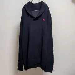 バーバリーブラックレーベル　オーバー　ゆるだぼ　ショールカラー　ネイビー