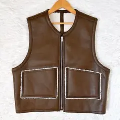 【新品未使用】COLONY2139 ベスト フェイクレザー 裏ボア M ブラウン
