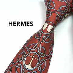 HERMESエルメス　ネクタイ　ピンク系　シルク　フランス製