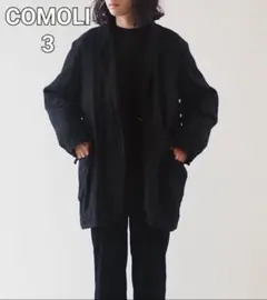 COMOLI コモリ カシミヤ シルク フロックコート Black 3のサムネイル