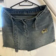 デニム ミニスカート ダメージ加工