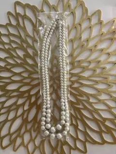 【新品・未使用】フェイクホワイトパール 2連ネックレス