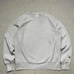 Champion リバースウィーブ スウェット グレー　バッグプリント