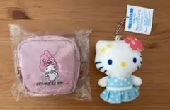 サンリオマイメロディハローキティ キーホルダー　カラビナ付ポーチ　２点セット