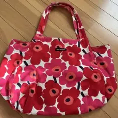 marimekko 花柄 トートバッグ 赤/白
