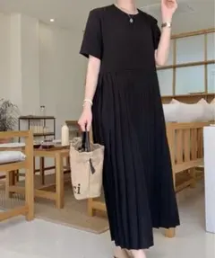 【SALE】プリーツ切り替え半袖ワンピースのサムネイル