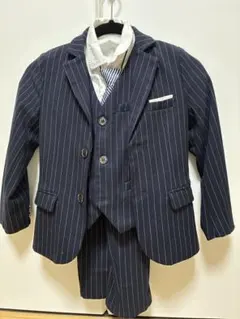 【キッズフォーマルスーツ】ネイビー ストライプ 130cm
