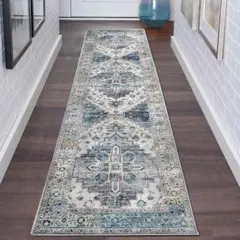 ラグマット 室内 防ダニ 花柄 滑り止め 60cm × 210cm